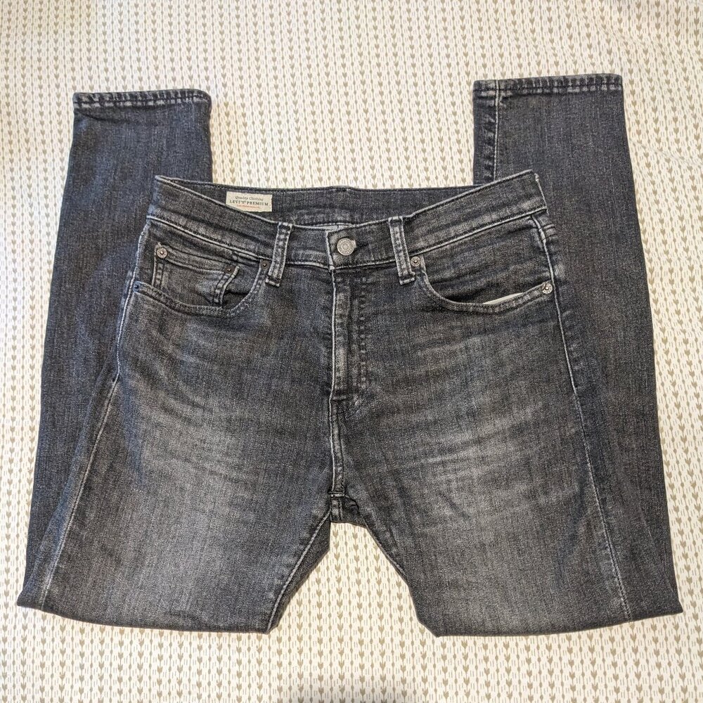 Levi's Premium 512 men's 31x30 black grey slim taper stretch skinny denim jeans